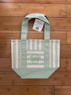Trader Joe’s Mint Green Stripe Canvas Mini Tote
